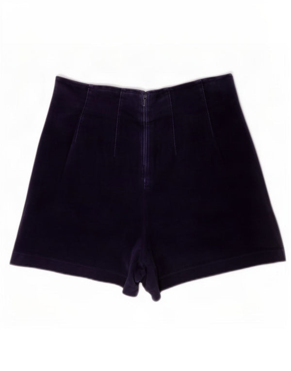 Benetton Womens Velvet Casual Shorts IT 42 Medium W28 Navy Blue Cotton