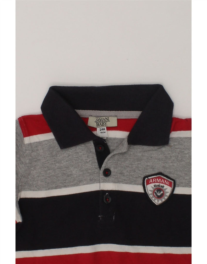 ARMANI BABY Baby Boys Long Sleeve Polo Shirt 9-12 Months Grey Colourblock | Vintage Armani Baby | Thrift | Second-Hand Armani Baby | Used Clothing | Messina Hembry 