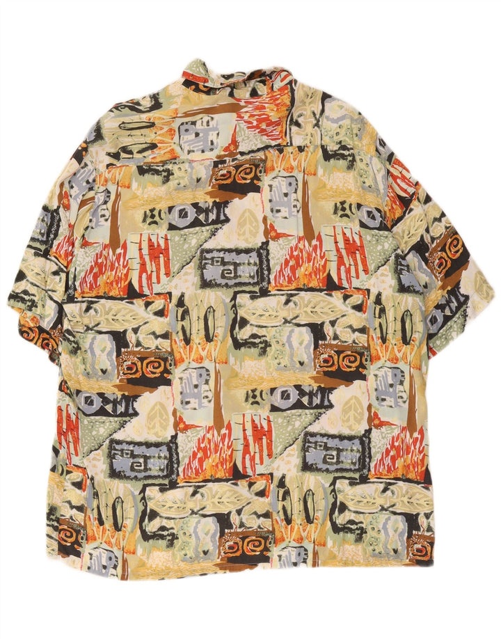 C&A Mens Short Sleeve Shirt Large Multicoloured Geometric Viscose