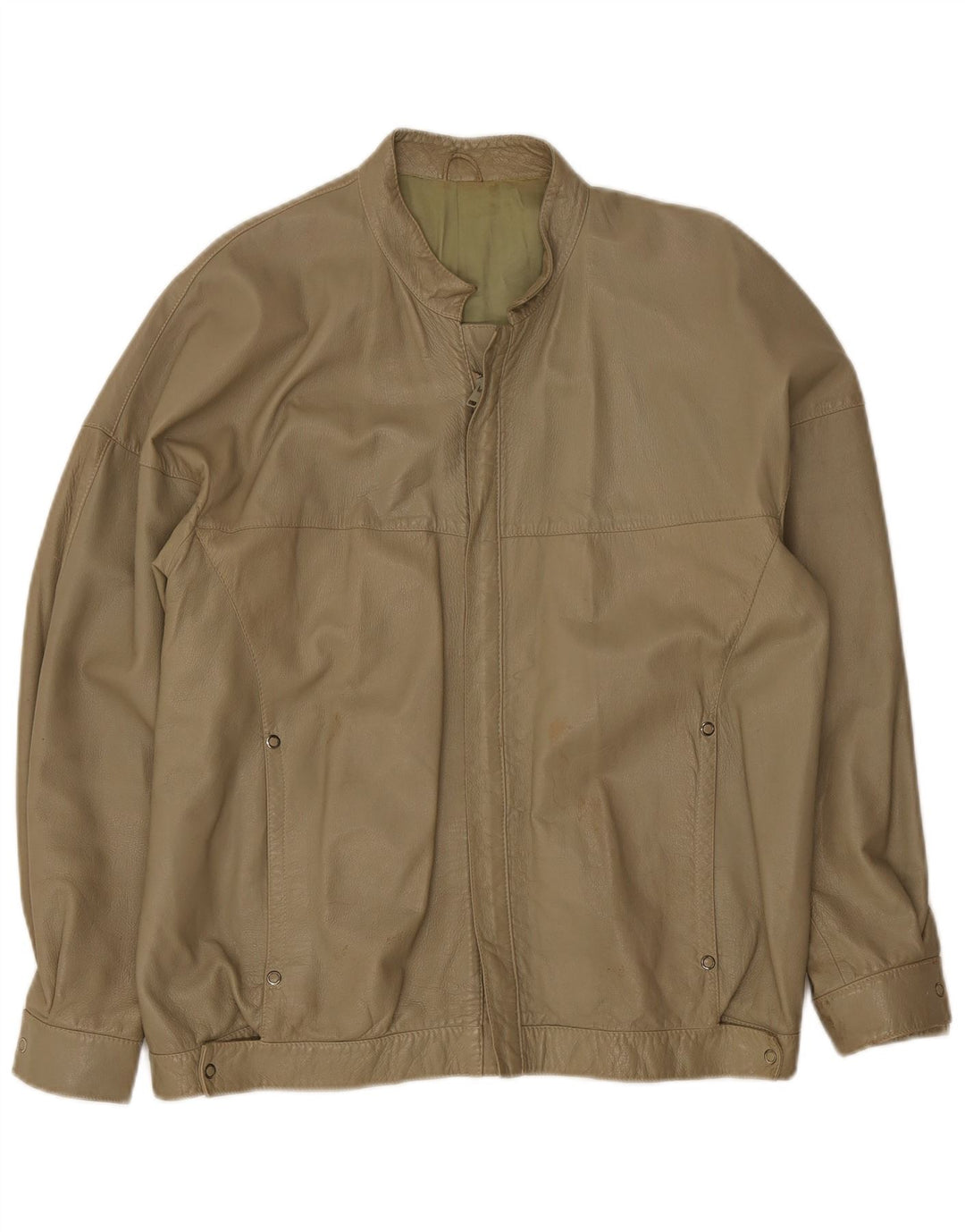 Vintage Mens Leather Jacket UK 38 Medium Khaki