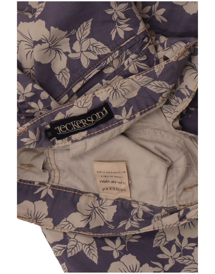 Jeckerson Mens Bermuda Shorts W31 Medium Blue Floral Cotton