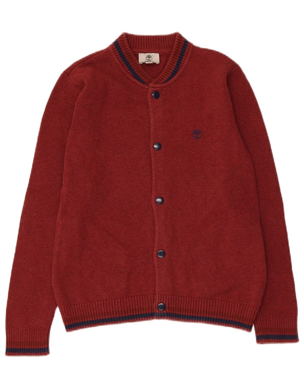 Timberland Boys Cardigan Sweater 11-12 Years XS Burgundy Cotton