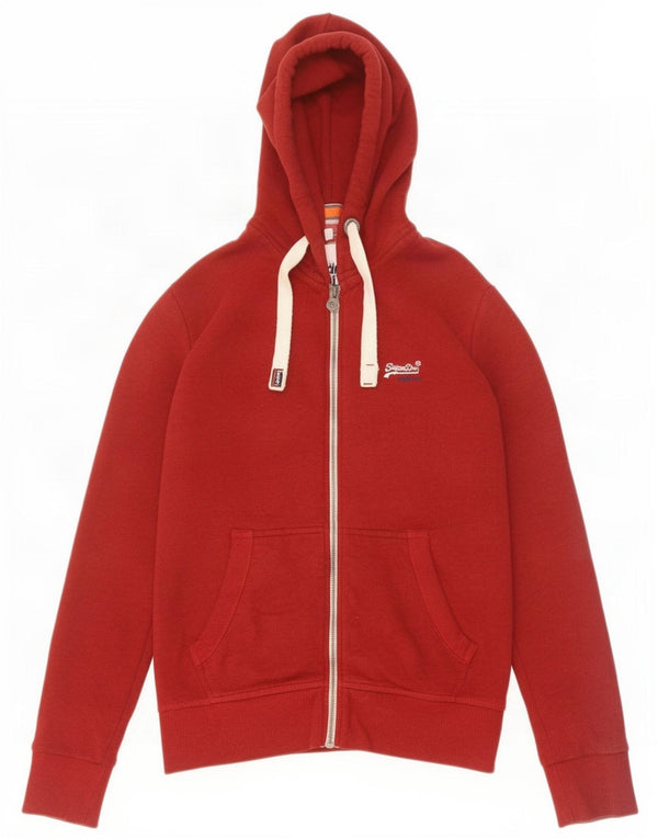 Superdry Mens Zip Hoodie Sweater Large Burgundy Cotton