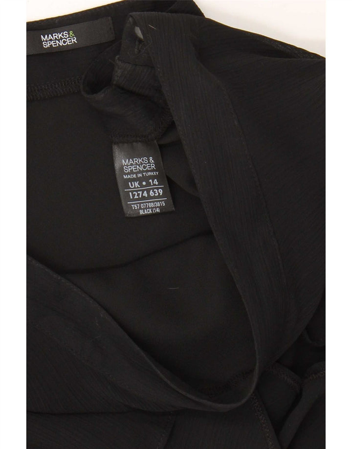 Marks & Spencer Womens Tiered Skirt UK 14 Medium W30 Black Polyester