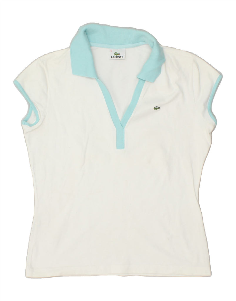 LACOSTE Womens Polo Shirt Size 42 Large White Cotton | Vintage Lacoste | Thrift | Second-Hand Lacoste | Used Clothing | Messina Hembry 