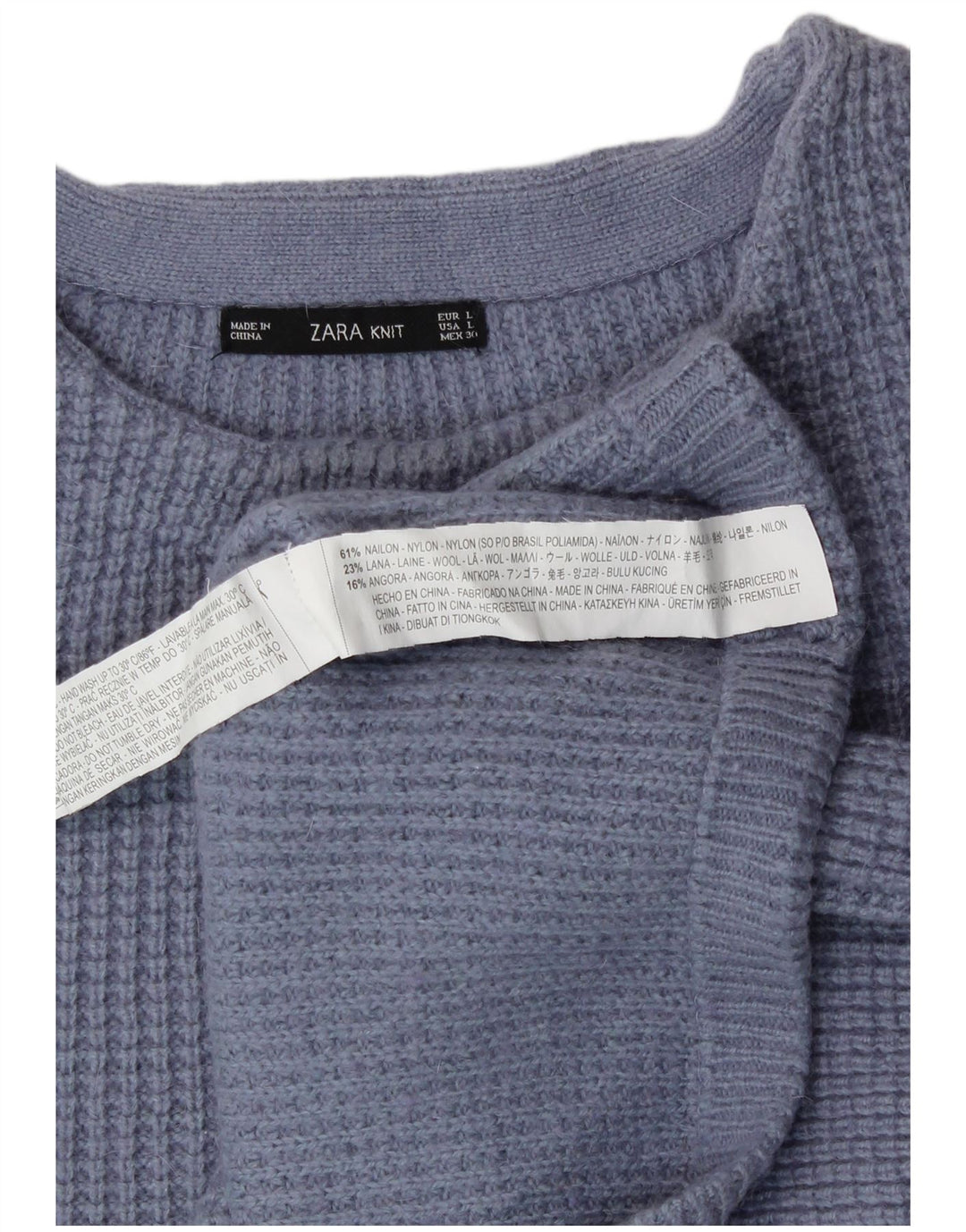 Zara Womens Boat Neck Jumper Sweater UK 14 Large Blue Nylon