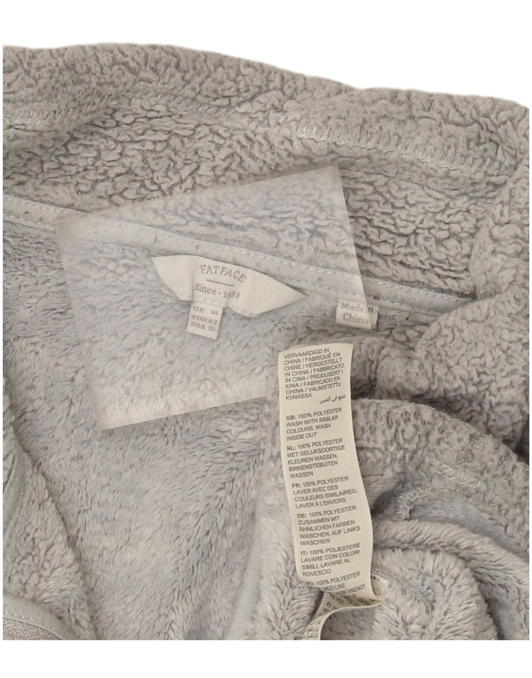 Fat Face Womens Zip Neck Fleece Jumper UK 14 Large  Grey Polyester