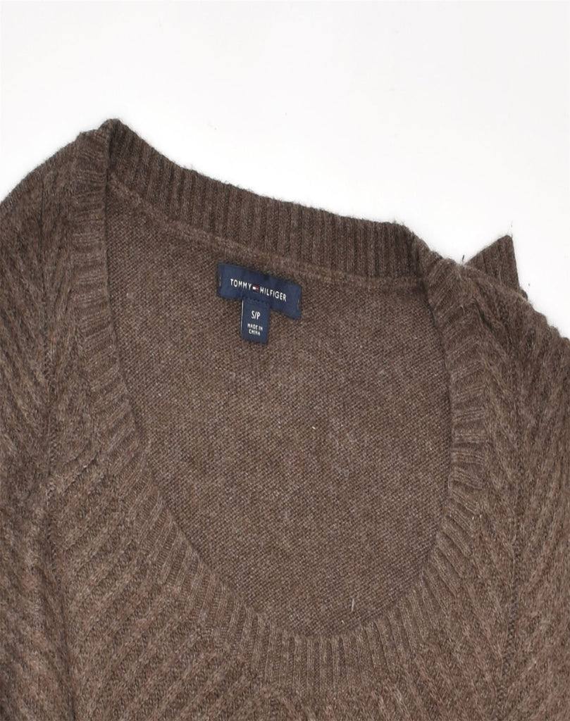 TOMMY HILFIGER Womens Boat Neck Jumper Sweater UK 10 Small Brown Classic | Vintage | Thrift | Second-Hand | Used Clothing | Messina Hembry 