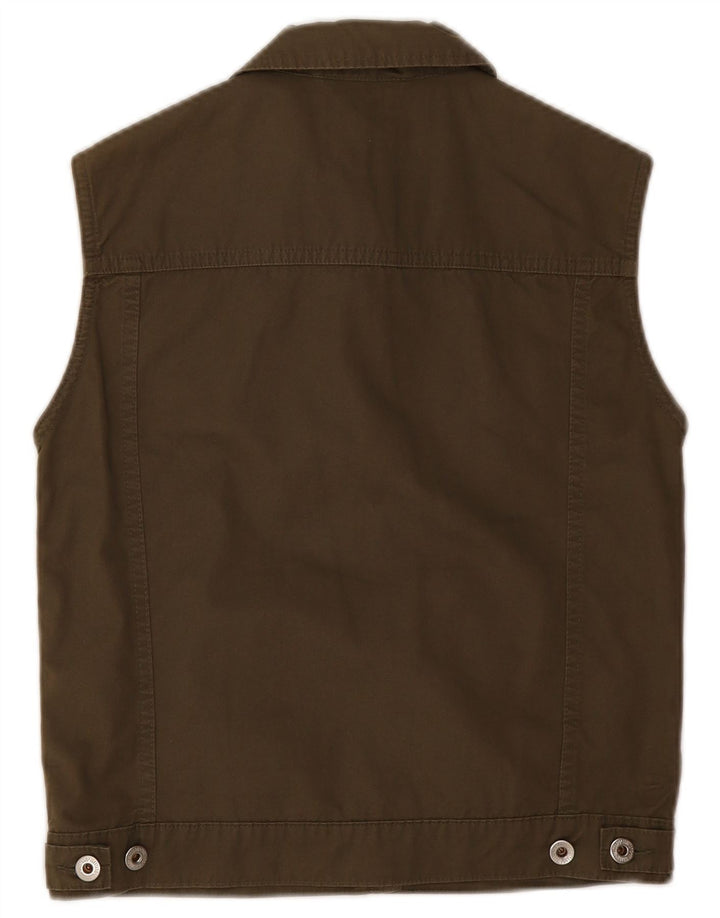 Mustang Womens Denim Gilet UK 12 Medium Khaki Cotton