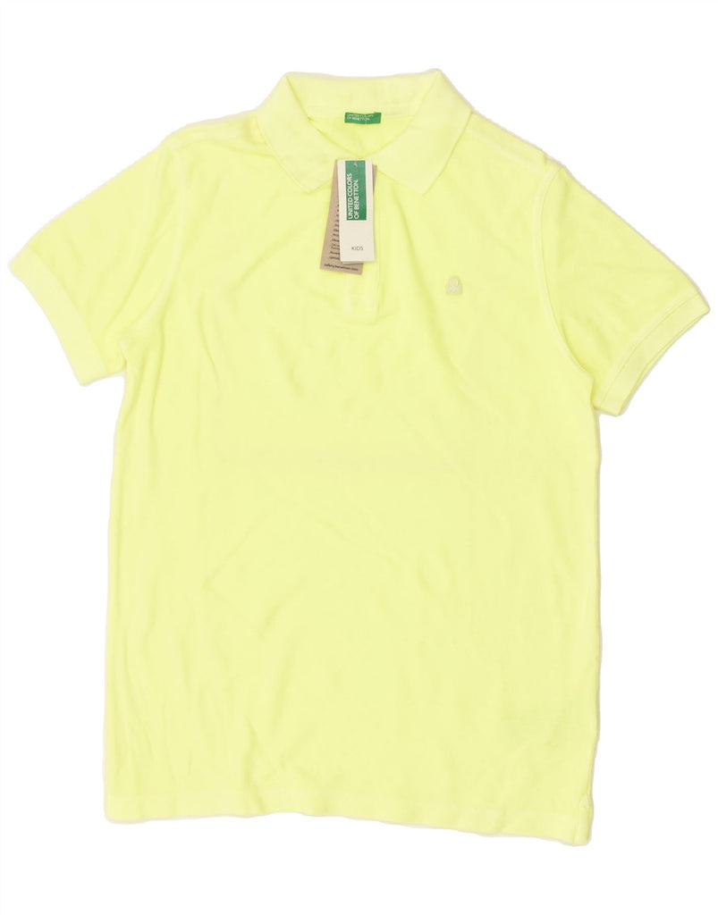 BENETTON Boys Polo Shirt 13-14 Years 3XL Yellow Cotton | Vintage Benetton | Thrift | Second-Hand Benetton | Used Clothing | Messina Hembry 