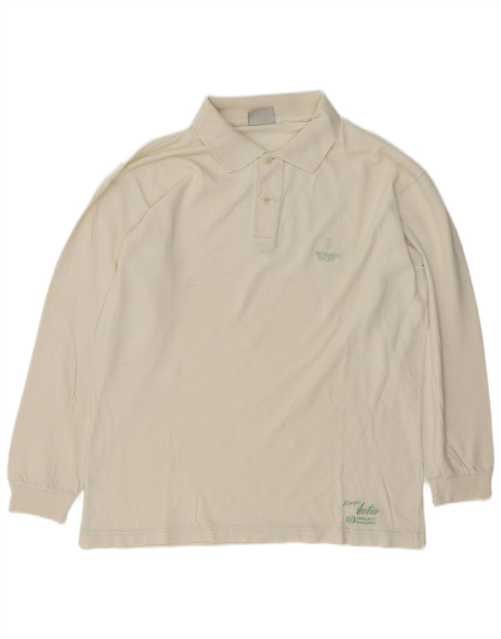 Trussardi Mens Long Sleeve Polo Shirt Large White