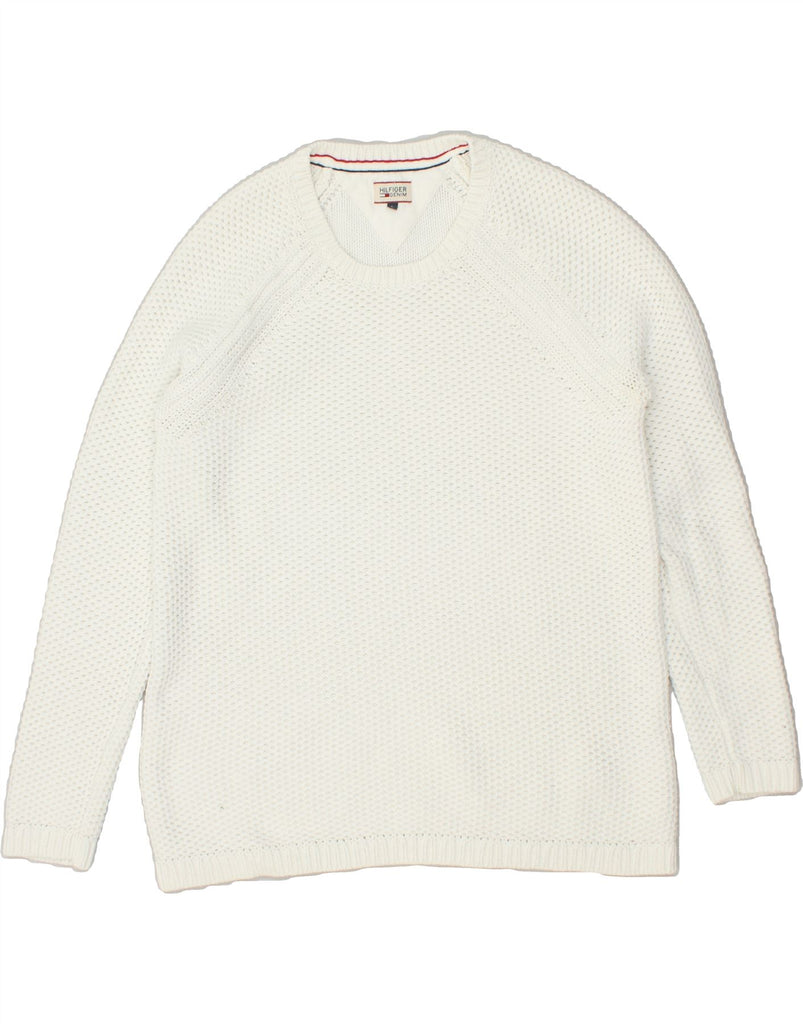 TOMMY HILFIGER Womens Crew Neck Jumper Sweater UK 16 Large Off White Vintage Tommy Hilfiger and Second-Hand Tommy Hilfiger from Messina Hembry 