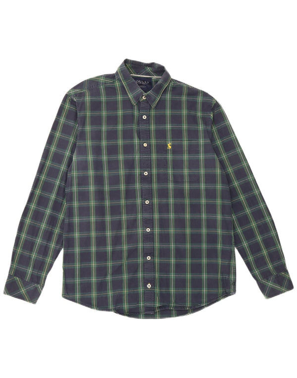Joules Mens Classic Fit Shirt Large Navy Blue Check Cotton