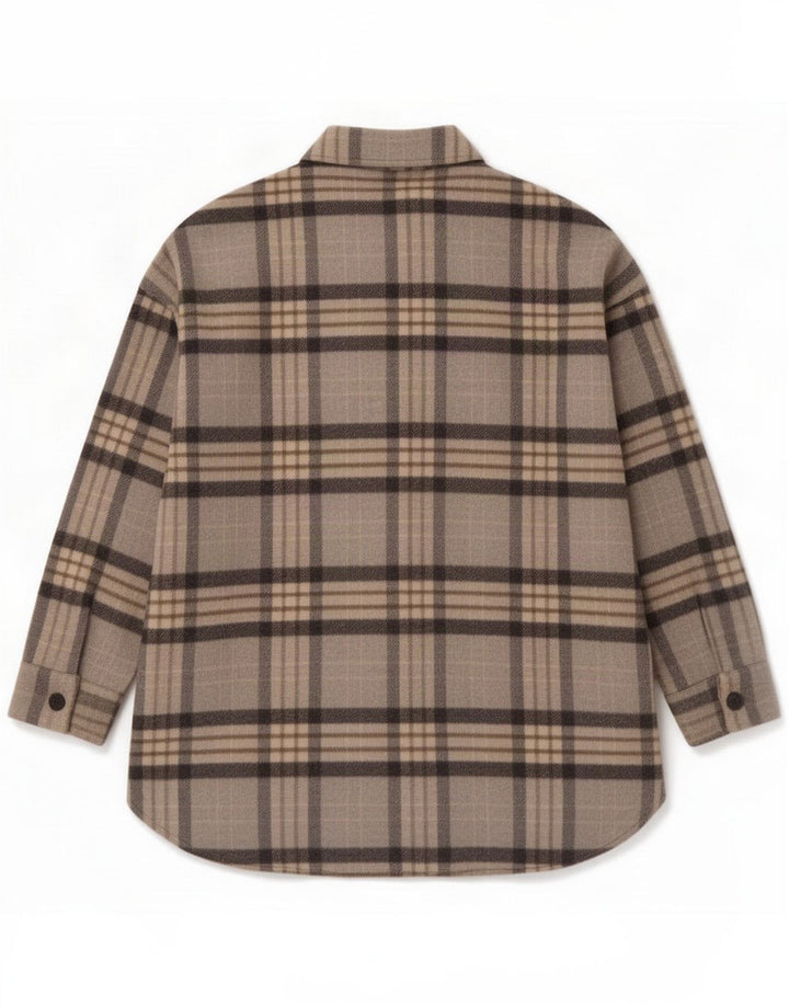 Zara Womens Oversized Flannel Shirt UK 14 Medium Grey Plaid Polyester