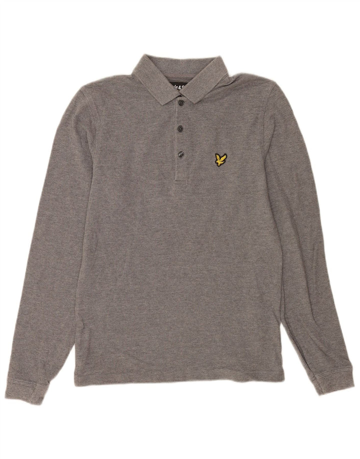 Lyle & Scott Mens Long Sleeve Polo Shirt Small Grey Cotton