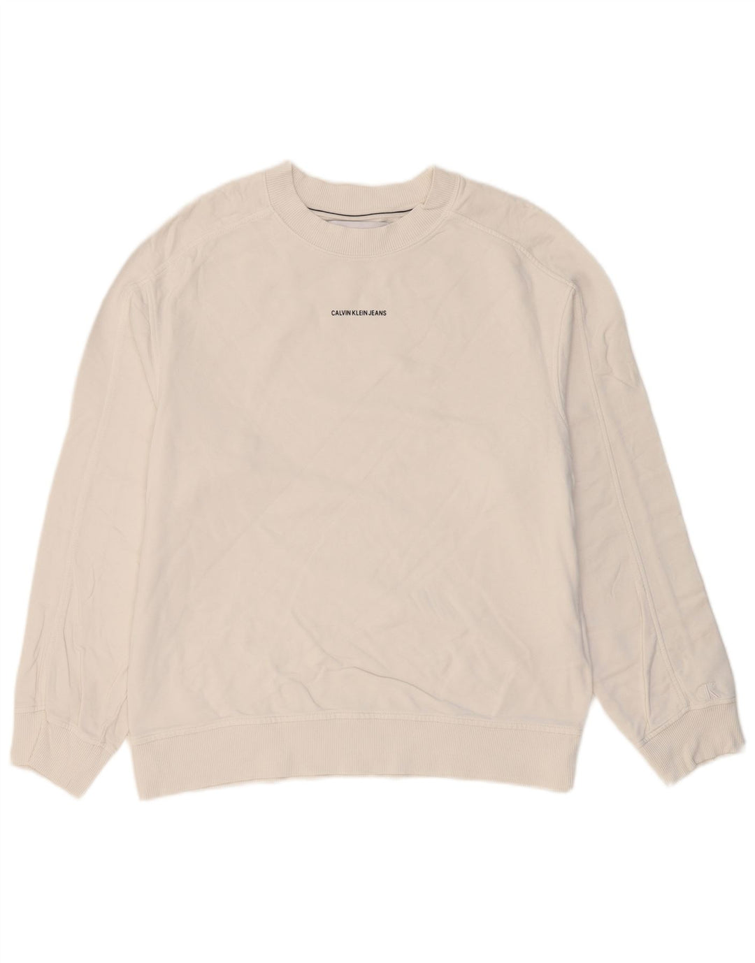 CALVIN KLEIN JEANS Mens Sweatshirt Jumper Medium White Cotton