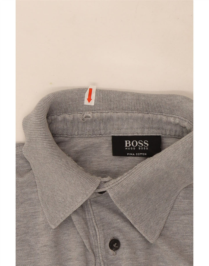 Hugo Boss Mens Polo Shirt Medium Grey Flecked Cotton