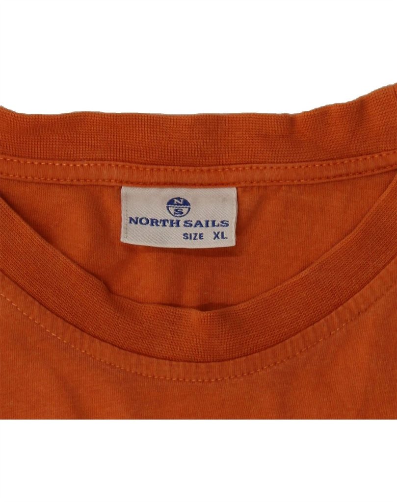 NORTH SAILS Mens Graphic T-Shirt Top XL Orange Cotton Vintage North Sails and Second-Hand North Sails from Messina Hembry 