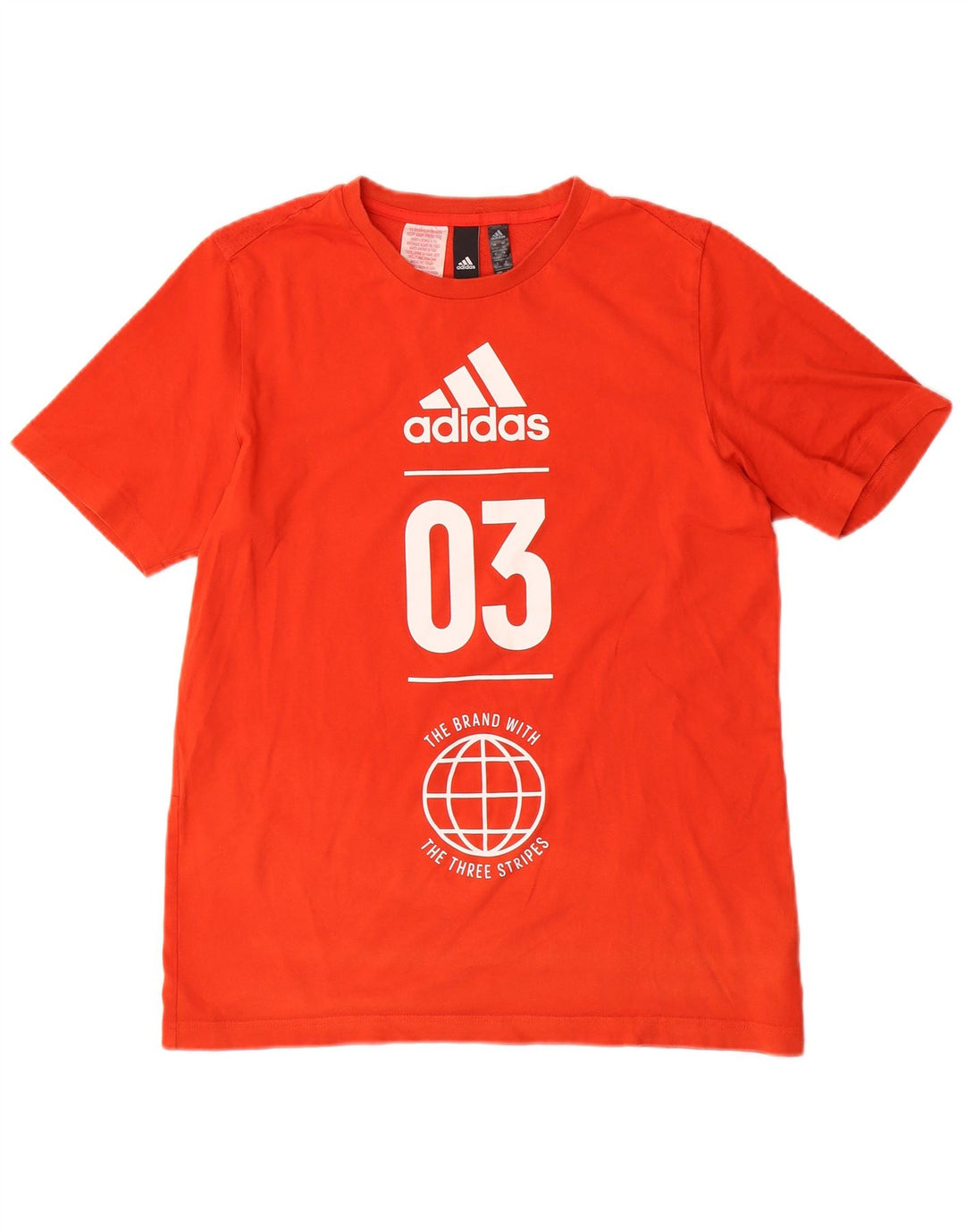 ADIDAS Boys Graphic T-Shirt Top 15-16 Years Orange Cotton