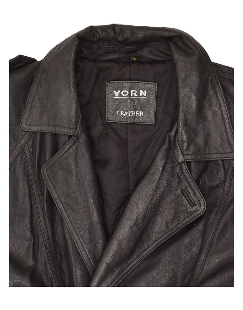VINTAGE Mens Leather Coat IT 48 Medium Black Leather | Vintage Vintage | Thrift | Second-Hand Vintage | Used Clothing | Messina Hembry 
