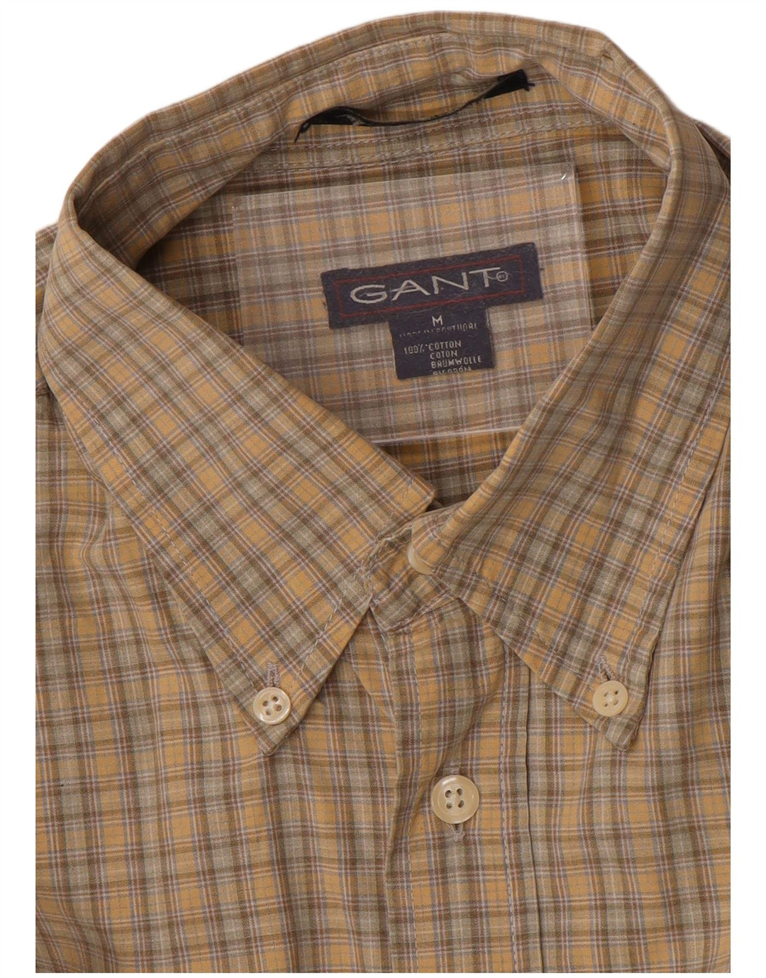 Gant Mens Shirt Medium Beige Check Cotton