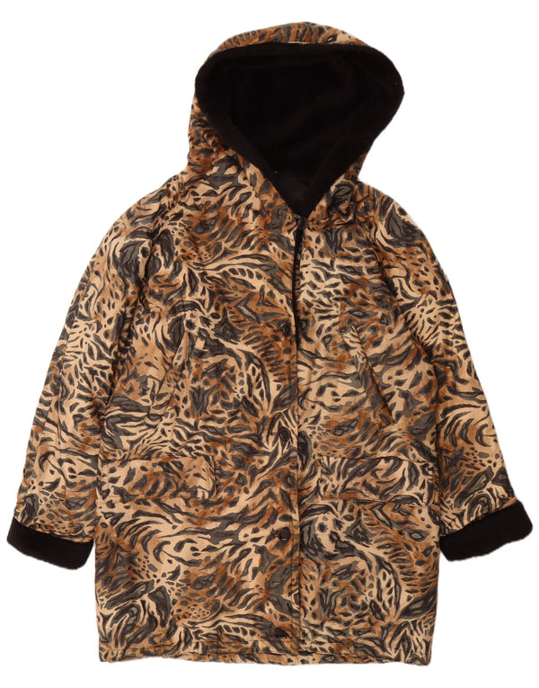 FUCHS & SCHMITT Womens Hooded Parka Jacket UK 18 XL Brown Animal Print