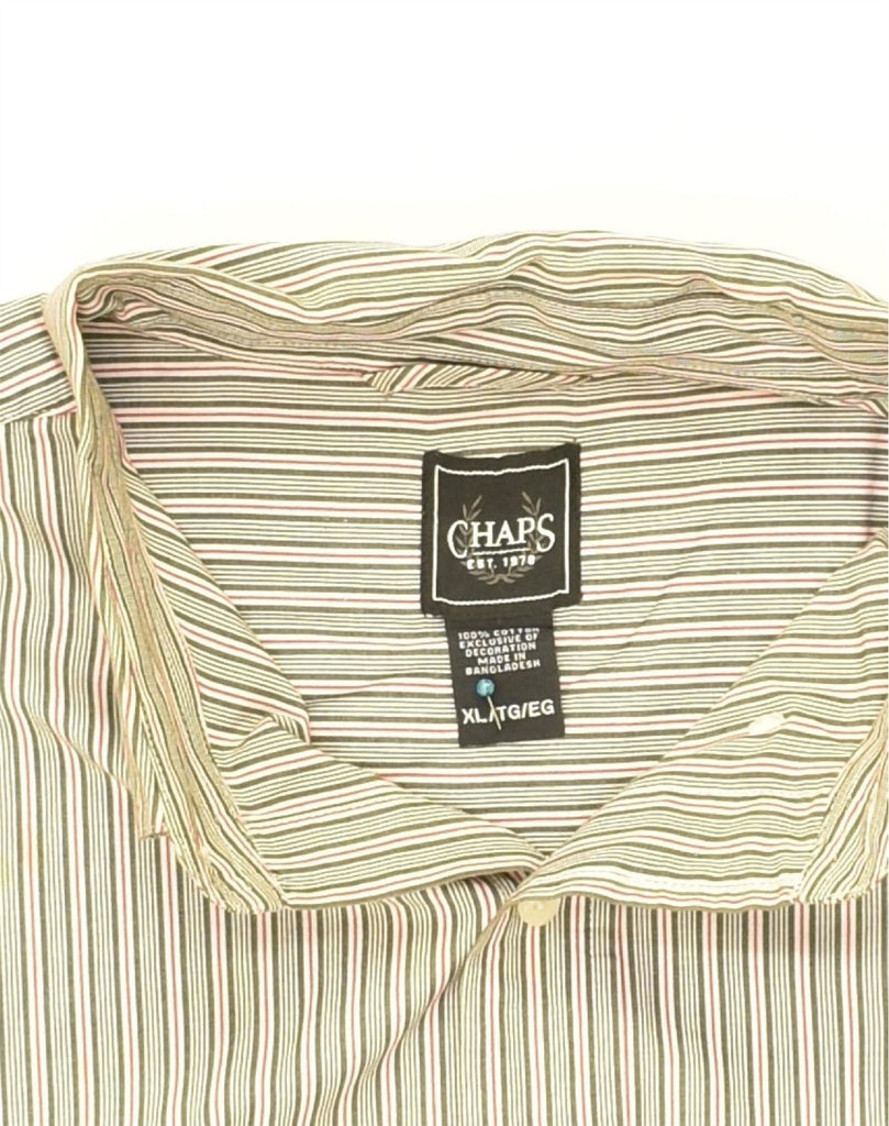 CHAPS Mens Shirt XL Green Striped Cotton | Vintage Chaps | Thrift | Second-Hand Chaps | Used Clothing | Messina Hembry 