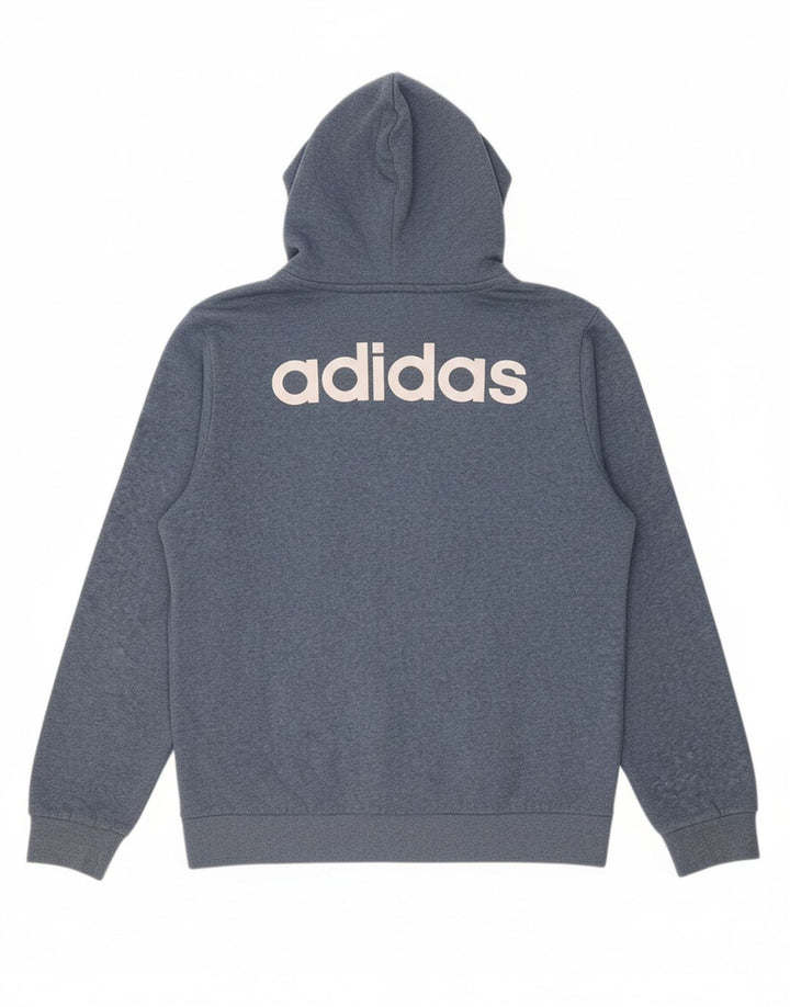 ADIDAS Mens Graphic Zip Hoodie Sweater Medium Navy Blue Cotton
