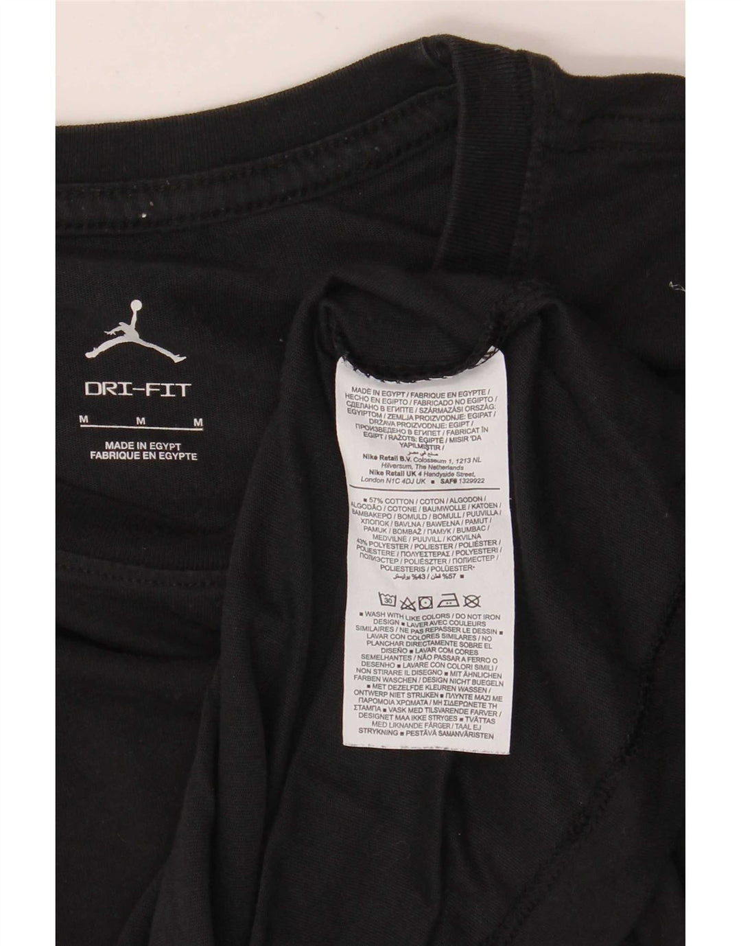 Jordan Mens Dri Fit T-Shirt Top Medium Black Cotton