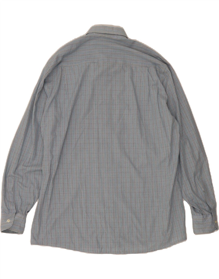 ANTICA CAMICERIA Mens Shirt Large Blue Check Cotton Vintage Antica Camiceria and Second-Hand Antica Camiceria from Messina Hembry 