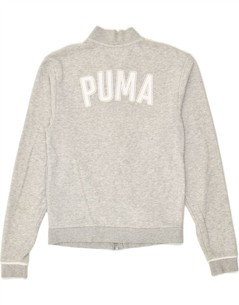 PUMA Womens Graphic Tracksuit Top Jacket UK 8 Small Grey Cotton | Vintage Puma | Thrift | Second-Hand Puma | Used Clothing | Messina Hembry 