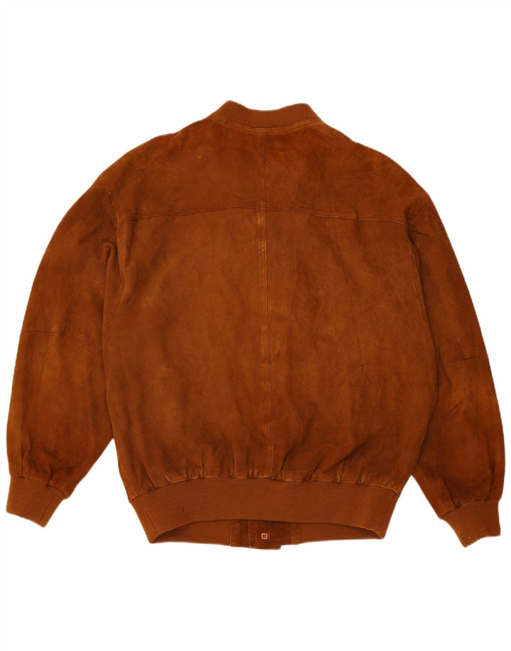 Itallo Mens Bomber Jacket IT 50 Large Brown Suede