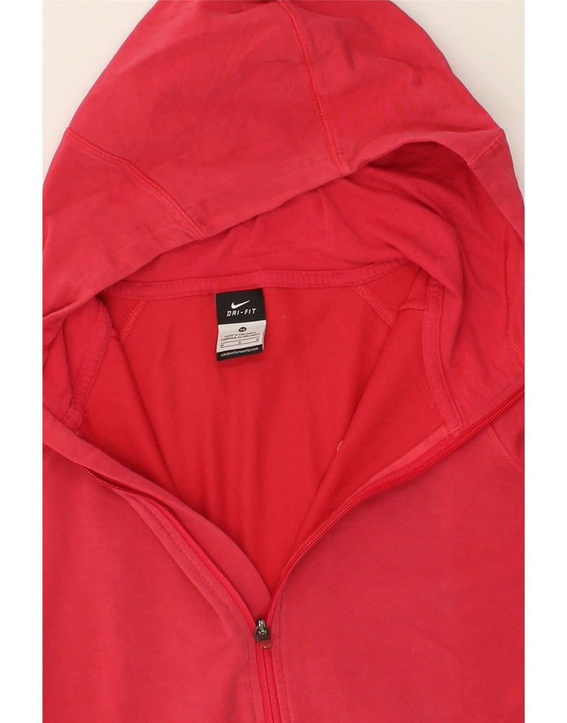 NIKE Womens Zip Hoodie Sweater UK 12 Medium Pink Cotton | Vintage Nike | Thrift | Second-Hand Nike | Used Clothing | Messina Hembry 