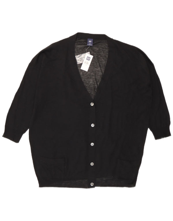 Gap Womens Loose Fit 3/4 Sleeve Cardigan Sweater UK 16 Large Black Cotton