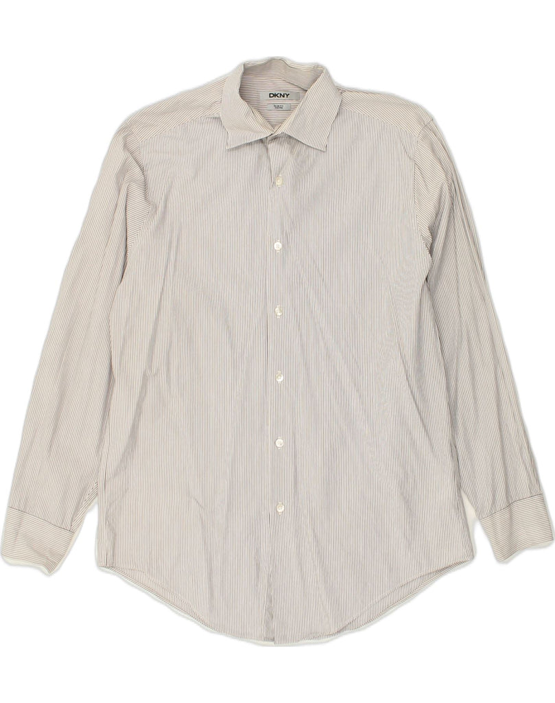 DKNY Mens Slim Fit Shirt Size 15 1/2 Medium Grey Pinstripe | Vintage Dkny | Thrift | Second-Hand Dkny | Used Clothing | Messina Hembry 