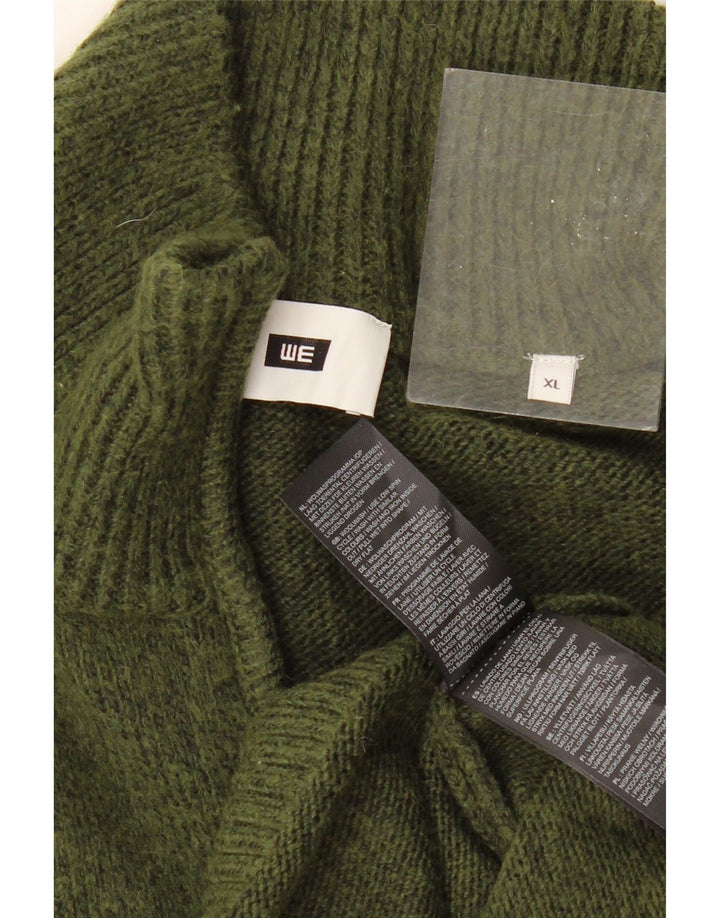 WE Mens Zip Neck Jumper Sweater XL Khaki Fair Isle Wool