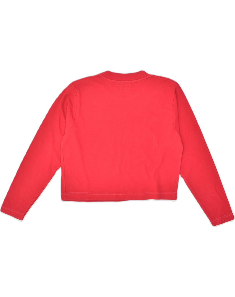 VINTAGE Womens Crop Top Long Sleeve UK 14 Large Red Cotton | Vintage Vintage | Thrift | Second-Hand Vintage | Used Clothing | Messina Hembry 