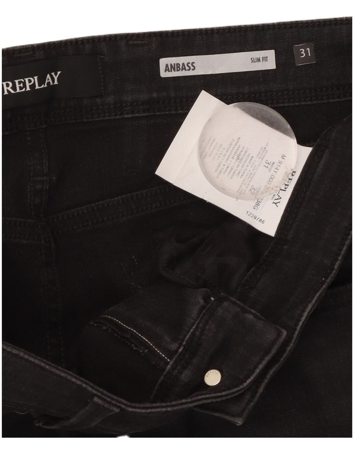 Replay Womens Anbass Slim Jeans W31 L32 Black Cotton
