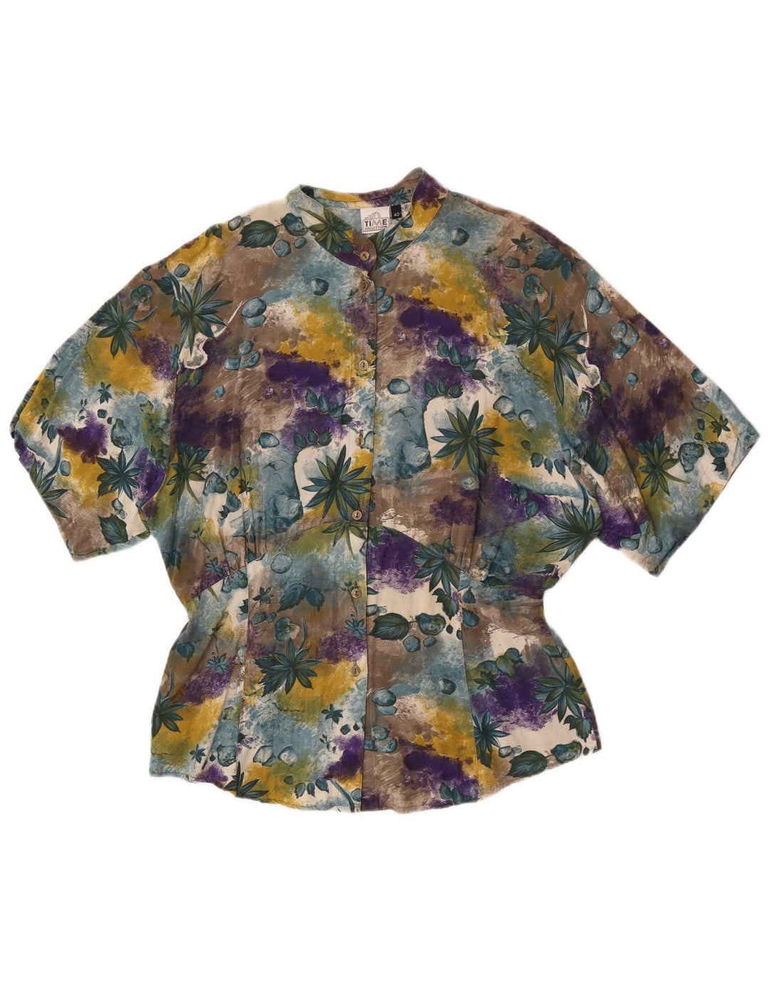 Vintage Womens Short Sleeve Shirt Blouse EU 40 Medium Multicoloured Floral