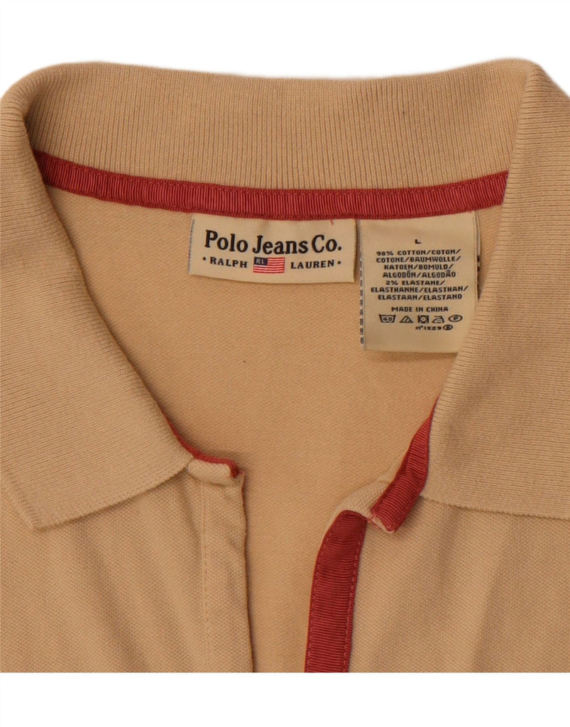 POLO RALPH LAUREN Womens Polo Shirt UK 14 Large Beige Cotton Vintage Polo Ralph Lauren and Second-Hand Polo Ralph Lauren from Messina Hembry 