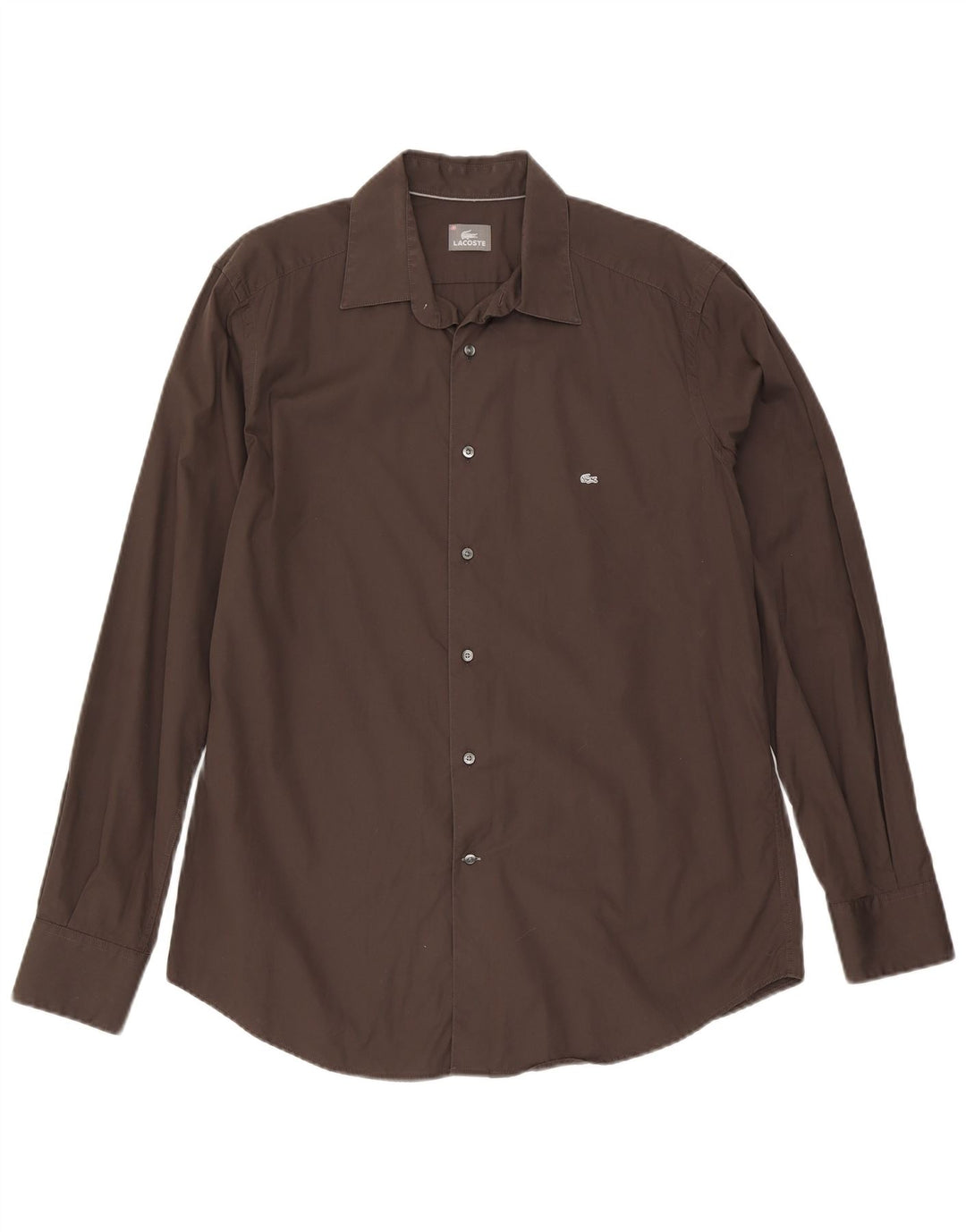 Lacoste Mens Shirt Size 43 Large Brown Cotton