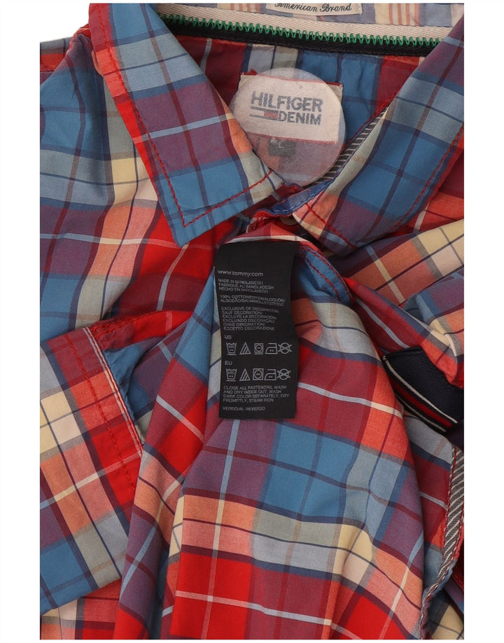 Tommy Hilfiger Mens Shirt Large Red Check Cotton