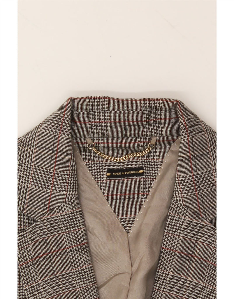 MASSIMO DUTTI Womens 1 Button Blazer Jacket EU 38 Small Grey Check Viscose Vintage Massimo Dutti and Second-Hand Massimo Dutti from Messina Hembry 