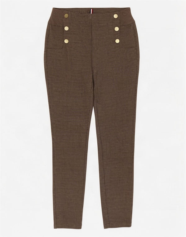 Tommy Hilfiger Womens Skinny Trousers Small W26 L27 Brown Houndstooth