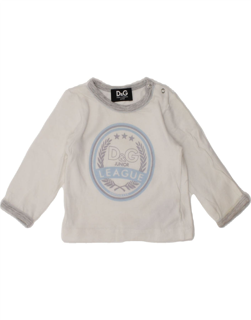 DOLCE & GABBANA Baby Boys Graphic Top Long Sleeve 3-6 Months White Cotton | Vintage Dolce & Gabbana | Thrift | Second-Hand Dolce & Gabbana | Used Clothing | Messina Hembry 