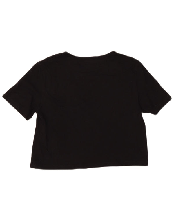 Calvin Klein Jeans Womens Crop T-Shirt Top UK 12 Medium Black Cotton