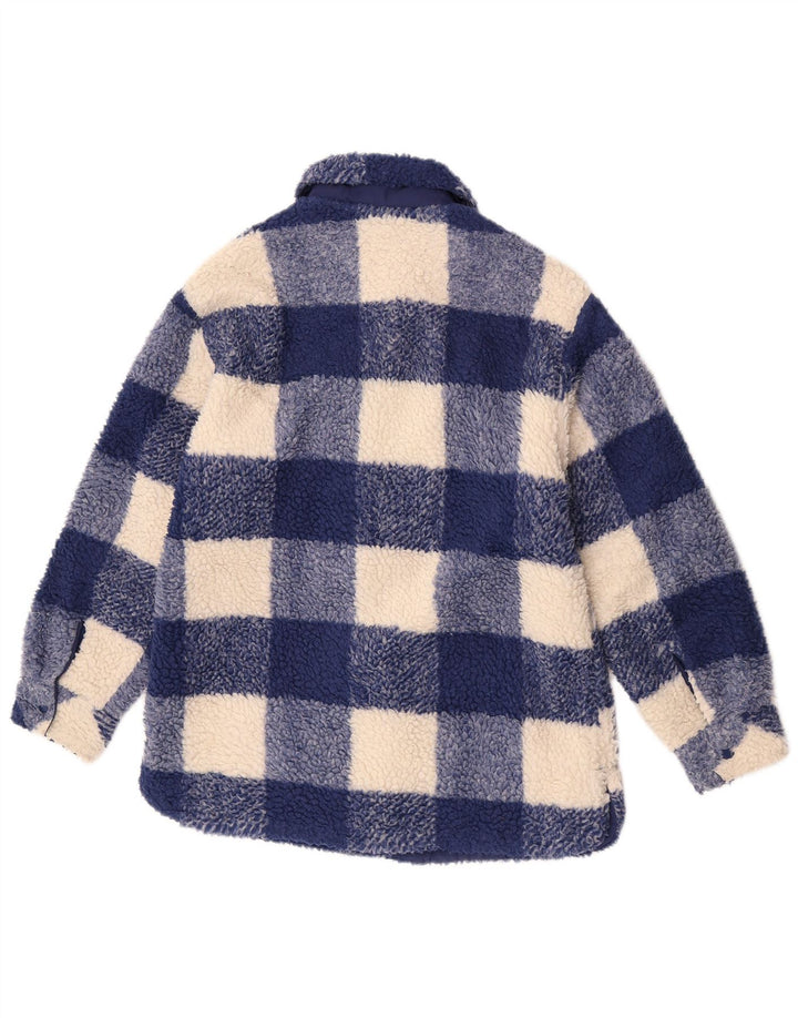 Zara Girls Fleece Jacket 13-14 Years Blue Gingham Polyester