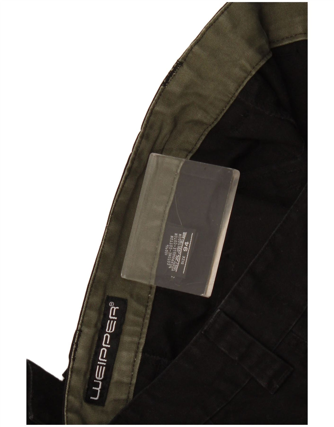 Weipper Mens Straight Cargo Trousers W34 L34 Black Cotton
