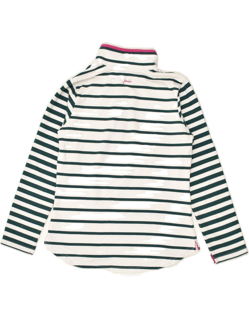 JOULES Womens Zip Neck Sweatshirt Jumper UK 10 Small  Green Striped Cotton | Vintage Joules | Thrift | Second-Hand Joules | Used Clothing | Messina Hembry 