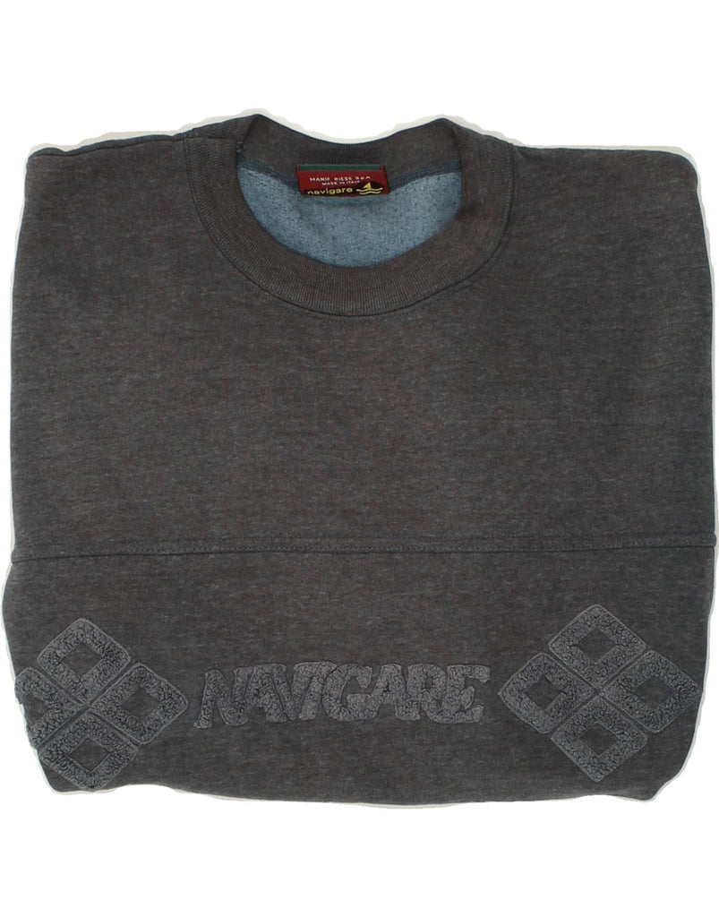 NAVIGARE Mens Graphic Sweatshirt Jumper Medium Grey Cotton | Vintage Navigare | Thrift | Second-Hand Navigare | Used Clothing | Messina Hembry 